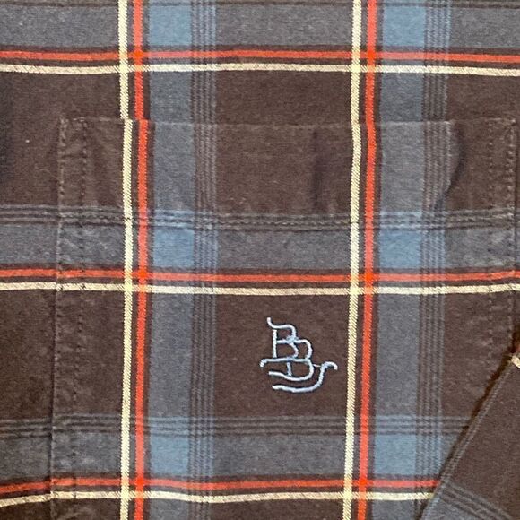 Bit & Bridle Navy Red Plaid Long Sleeve Button Up Shirt Men Size Medium - Picture 7 of 11